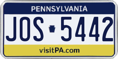 PA license plate JOS5442