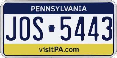 PA license plate JOS5443