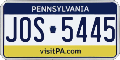 PA license plate JOS5445