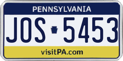 PA license plate JOS5453