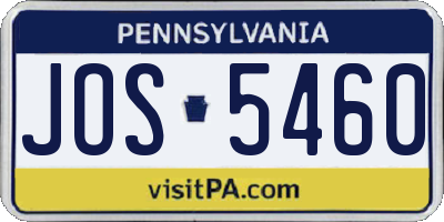 PA license plate JOS5460