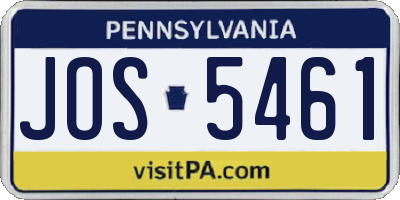 PA license plate JOS5461