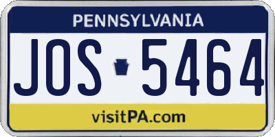 PA license plate JOS5464