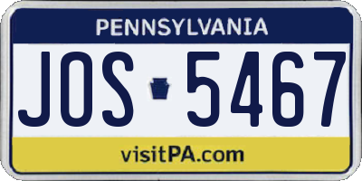 PA license plate JOS5467