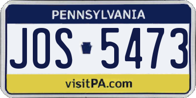 PA license plate JOS5473