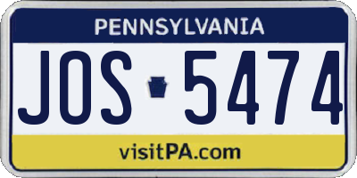 PA license plate JOS5474