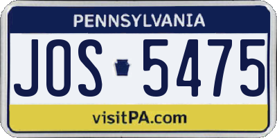 PA license plate JOS5475