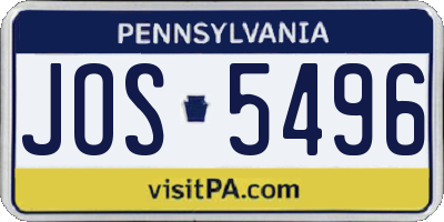 PA license plate JOS5496