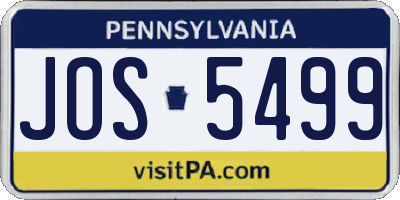 PA license plate JOS5499