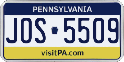 PA license plate JOS5509
