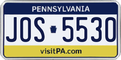 PA license plate JOS5530