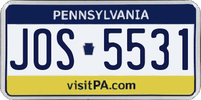 PA license plate JOS5531