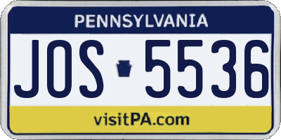 PA license plate JOS5536