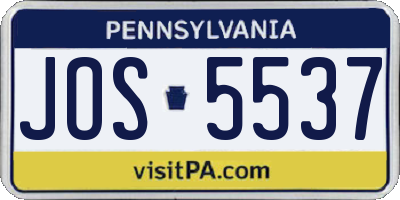 PA license plate JOS5537