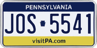 PA license plate JOS5541