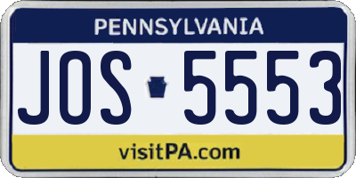 PA license plate JOS5553