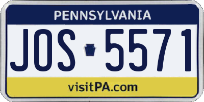 PA license plate JOS5571