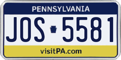 PA license plate JOS5581