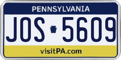 PA license plate JOS5609