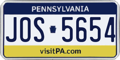 PA license plate JOS5654