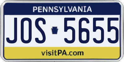 PA license plate JOS5655