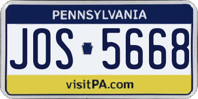 PA license plate JOS5668