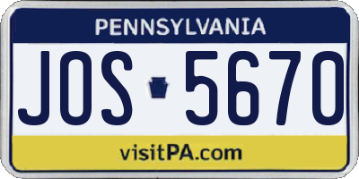 PA license plate JOS5670