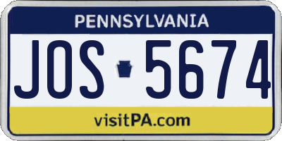 PA license plate JOS5674