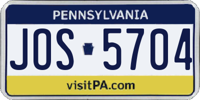 PA license plate JOS5704
