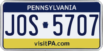 PA license plate JOS5707