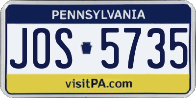 PA license plate JOS5735