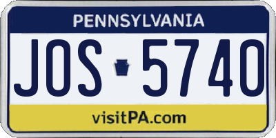 PA license plate JOS5740