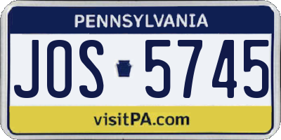 PA license plate JOS5745