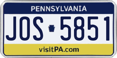 PA license plate JOS5851