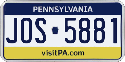 PA license plate JOS5881