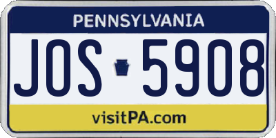 PA license plate JOS5908