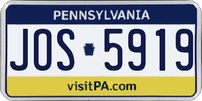 PA license plate JOS5919