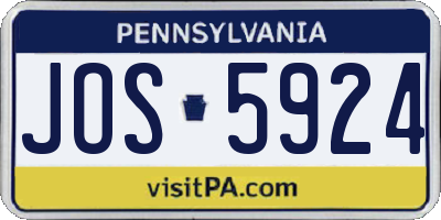 PA license plate JOS5924