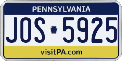 PA license plate JOS5925