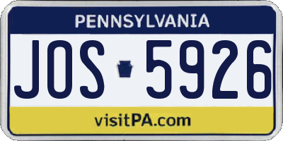 PA license plate JOS5926