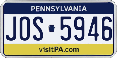 PA license plate JOS5946