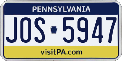 PA license plate JOS5947