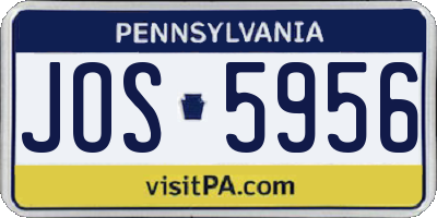 PA license plate JOS5956