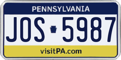 PA license plate JOS5987