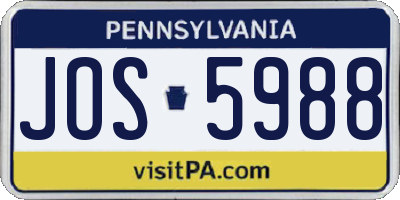 PA license plate JOS5988