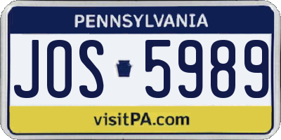 PA license plate JOS5989