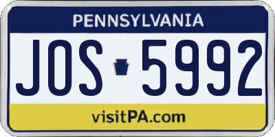 PA license plate JOS5992