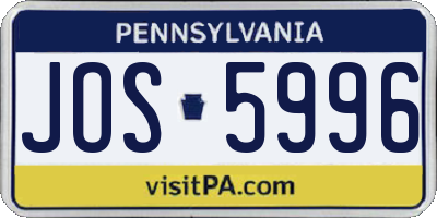 PA license plate JOS5996