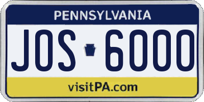 PA license plate JOS6000