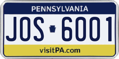 PA license plate JOS6001